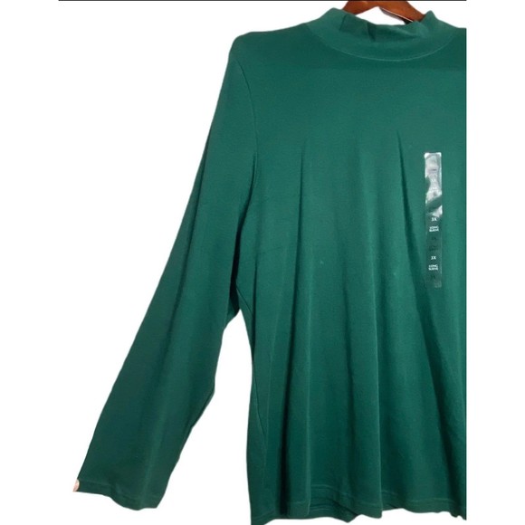 NWT 3XL Karen Scott Woman Long Sleeves Solid Green Plus Size - Picture 3 of 6